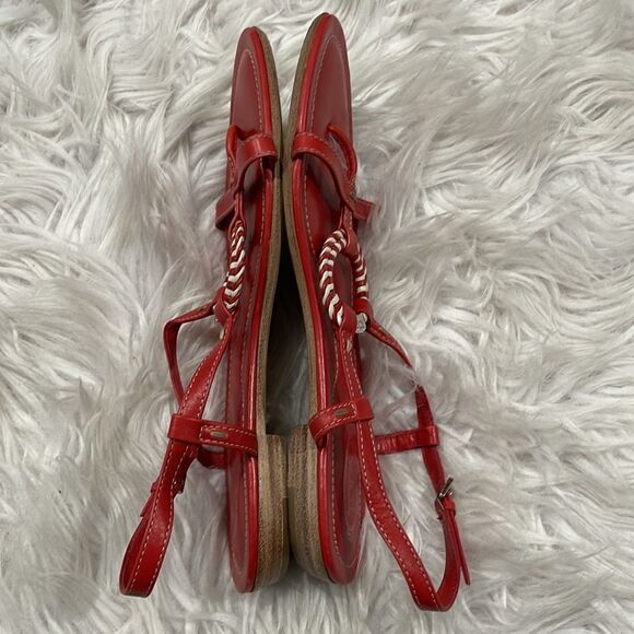 Tod’s Red Leather Sandals Sz 9 1/2 - Picture 5 of 13